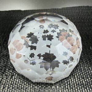 Vintage Tipperary Clear Crystal Leaf Eire Paperweight Faceted Etched Ireland VTG